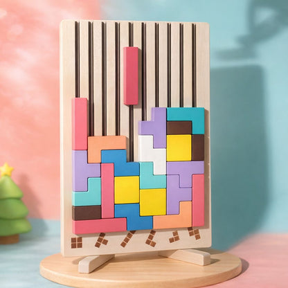 Montessori OkosÉpítő - Fa Kirakójáték 10db Kártyával