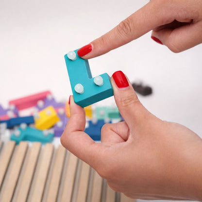 Montessori OkosÉpítő - Fa Kirakójáték 10db Kártyával