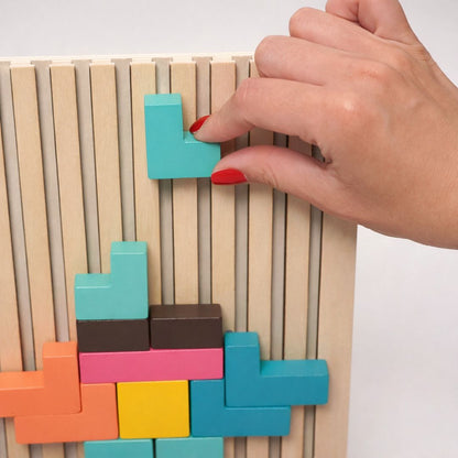 Montessori OkosÉpítő - Fa Kirakójáték 10db Kártyával