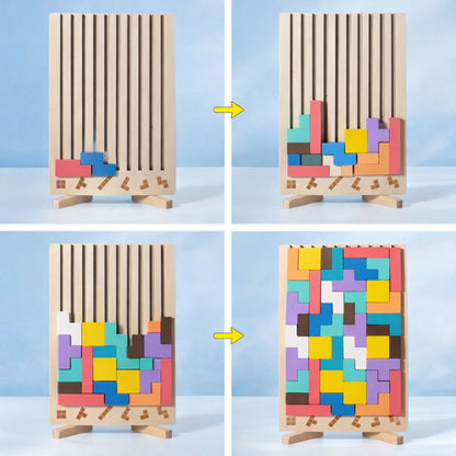 Montessori OkosÉpítő - Fa Kirakójáték 10db Kártyával